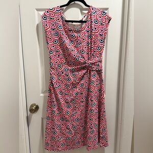 Lands' End Pink and Blue Patterned Midi Dress